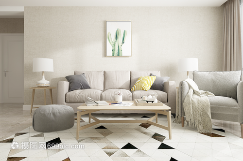 素色客廳中的花卉 簡約與生機的完美交融